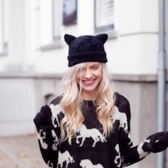 Zara Black Cat Ear Beanie Hat | Poshmark